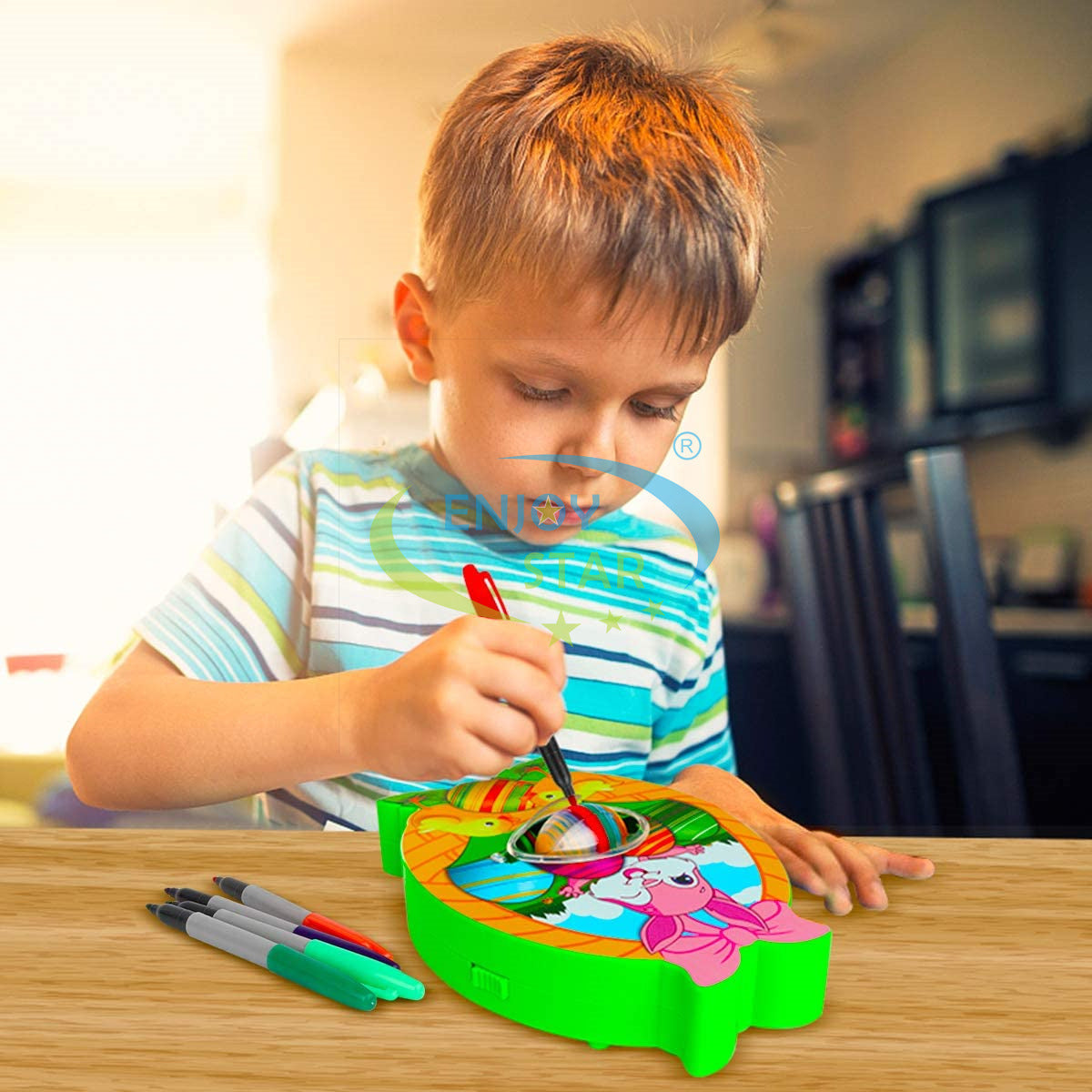 DIY Kid Toy Gift Hand-painted Set Electric Rabbit Easter Egg Drawing Machine