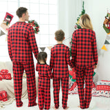 Family Matching Christmas Home Red Plaid Long-sleeved Pajamas