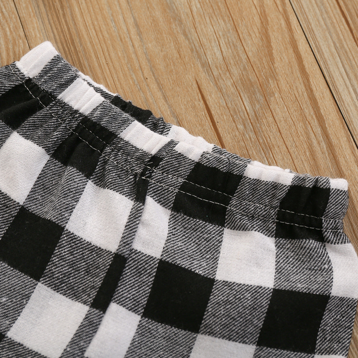 Baby Kid Girl Suit Valentine's Day Plaid Heart Top Bell Bottoms 2 Pcs Sets