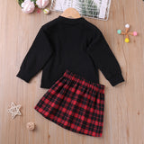 Spring Autumn Kid Baby Girl Suit Love Round Plaid 2 Pcs Sets
