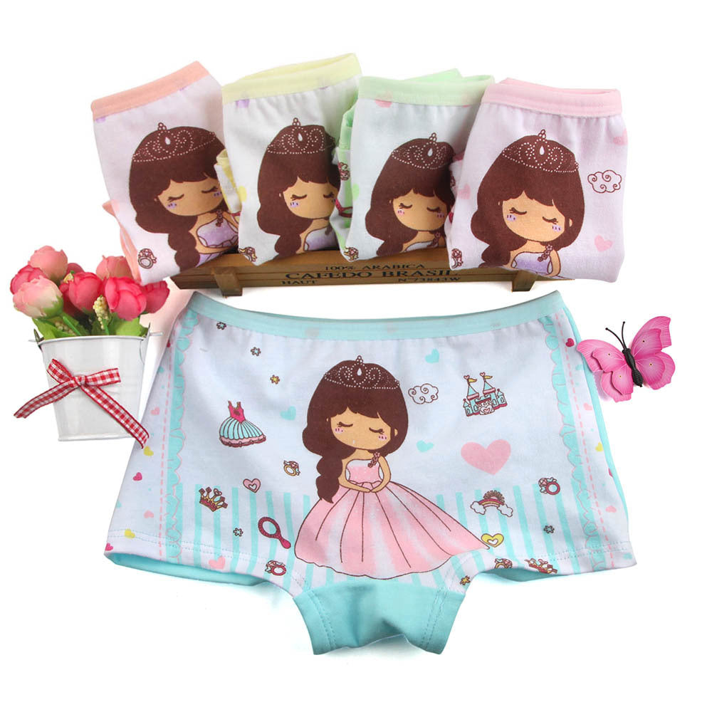 Kid Girl Cartoon Pattern Cotton Softwear Briefs Underwear 5 Packs