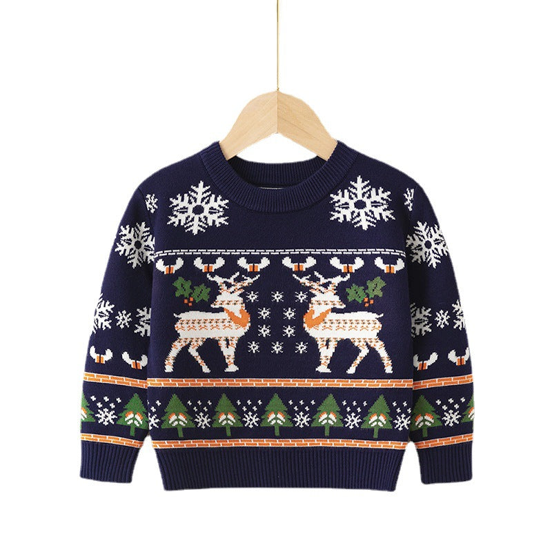 Kid Baby Boy Girl Christmas Moose Bottoming Sweater
