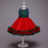 Kid Baby Girls Big Sequins Gauze Bow Tie Princess Pompous Dresses