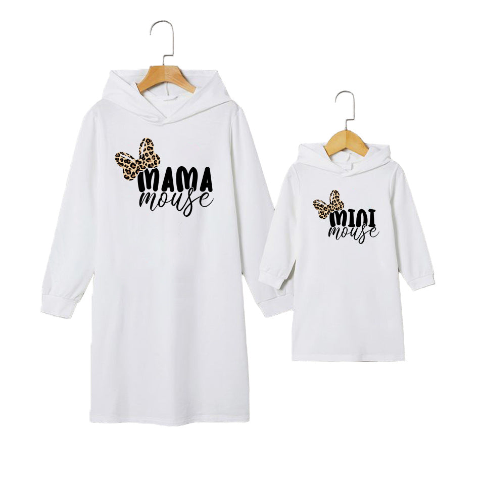 Family Matching Parent-child Hoodie Letter Love Printed Mother-daughter Dress