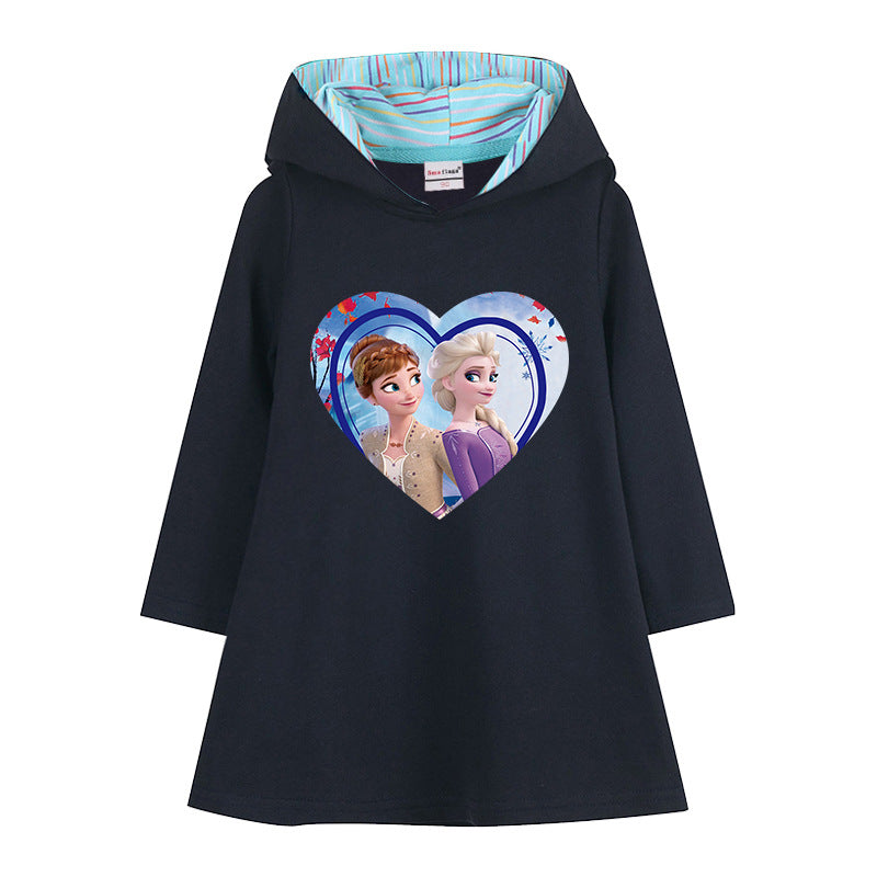 Kid Baby Girl Knitted Hooded Ice Princess Spring Autumn Dress