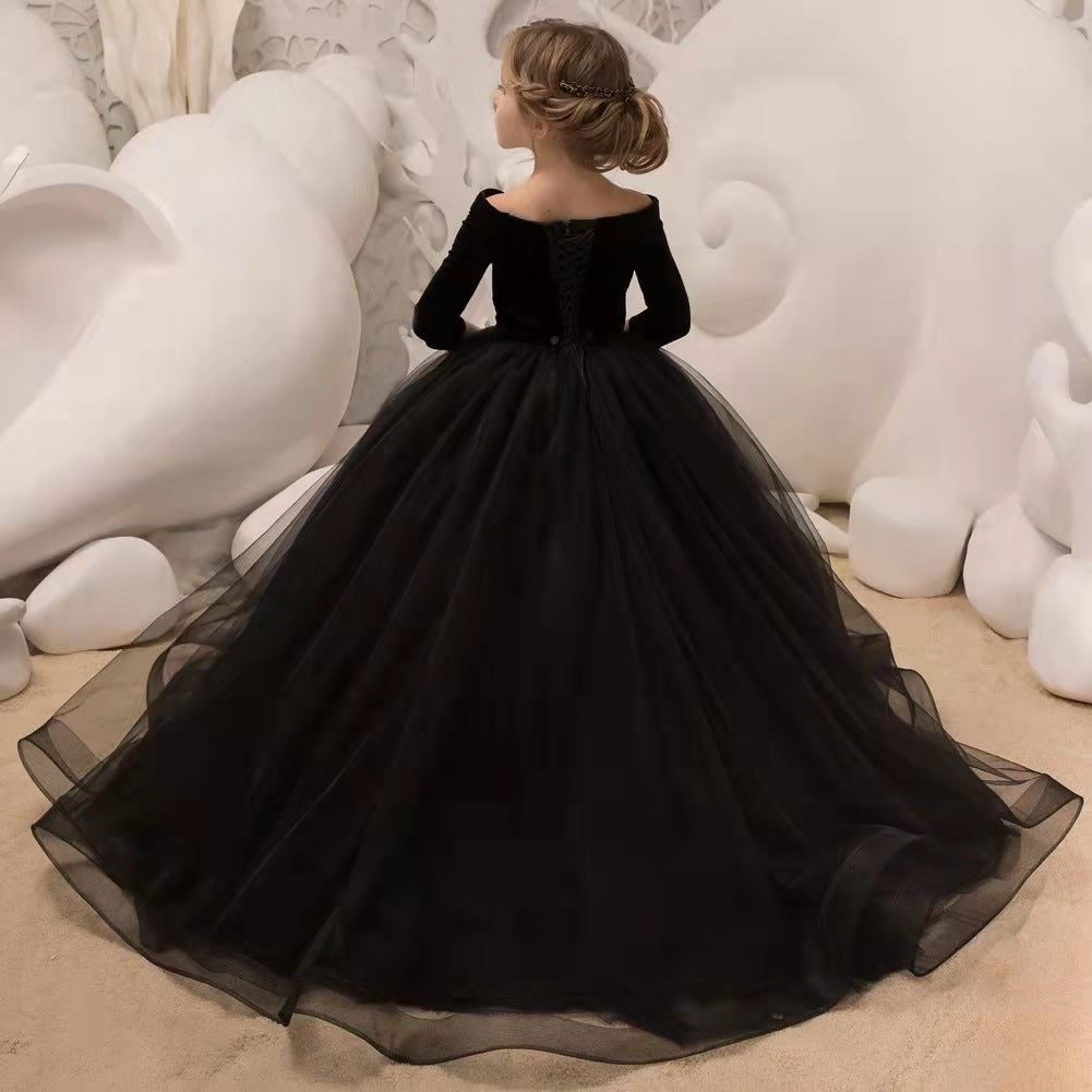 Kid Baby Girls Tuxedo Evening Sweet Embroidery Host Piano Dresses