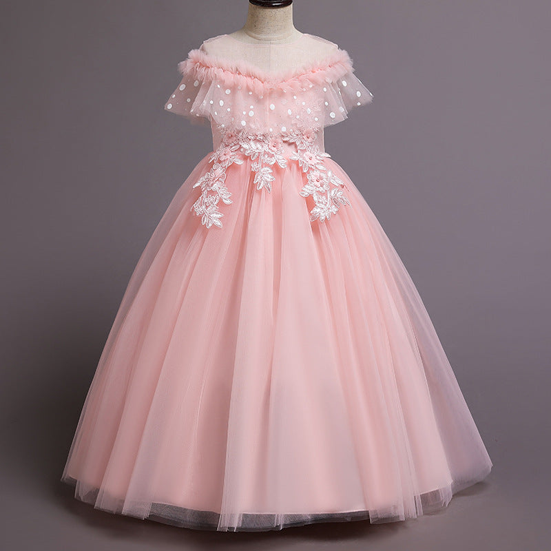 Kid Girl Princess Fashionable Pompous Gauze Flower Wedding Piano Dresses