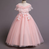 Kid Girl Princess Fashionable Pompous Gauze Flower Wedding Piano Dresses