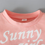 Kid Baby Girl Suit Letter Bubble Cuff Short Sleeve 2 Pcs Sets