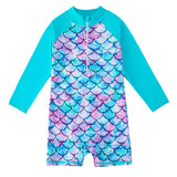 Kid Girls Swimsuit Long-sleeved One-piece Mermaid Swimwear