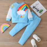 Kid Baby BoyLong Sleeve Rainbow Print 2 Pcs