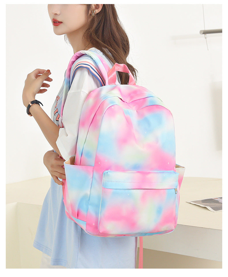 Kid Gradient Rainbow School Bag Large Capacity Backpack 3 Pcs Sets