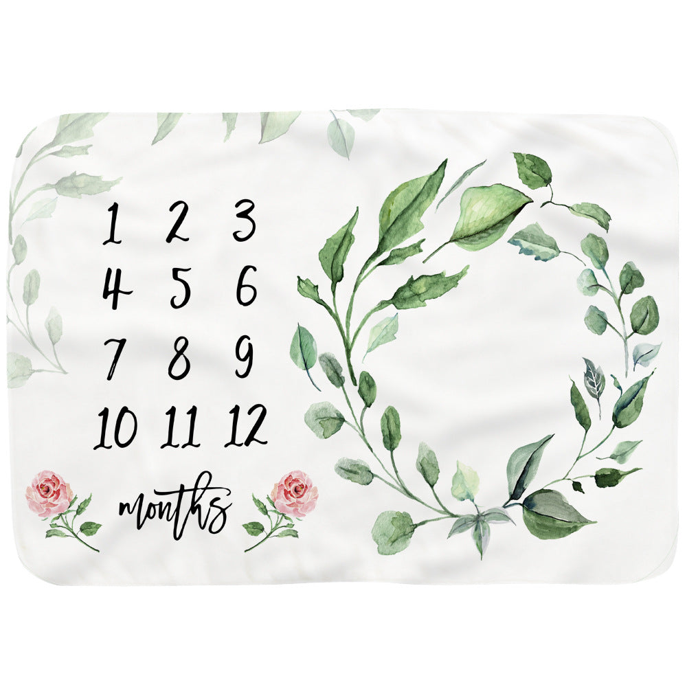 Baby Monthly Record Growth Milestone Blanket Flannel Floral Pajamas
