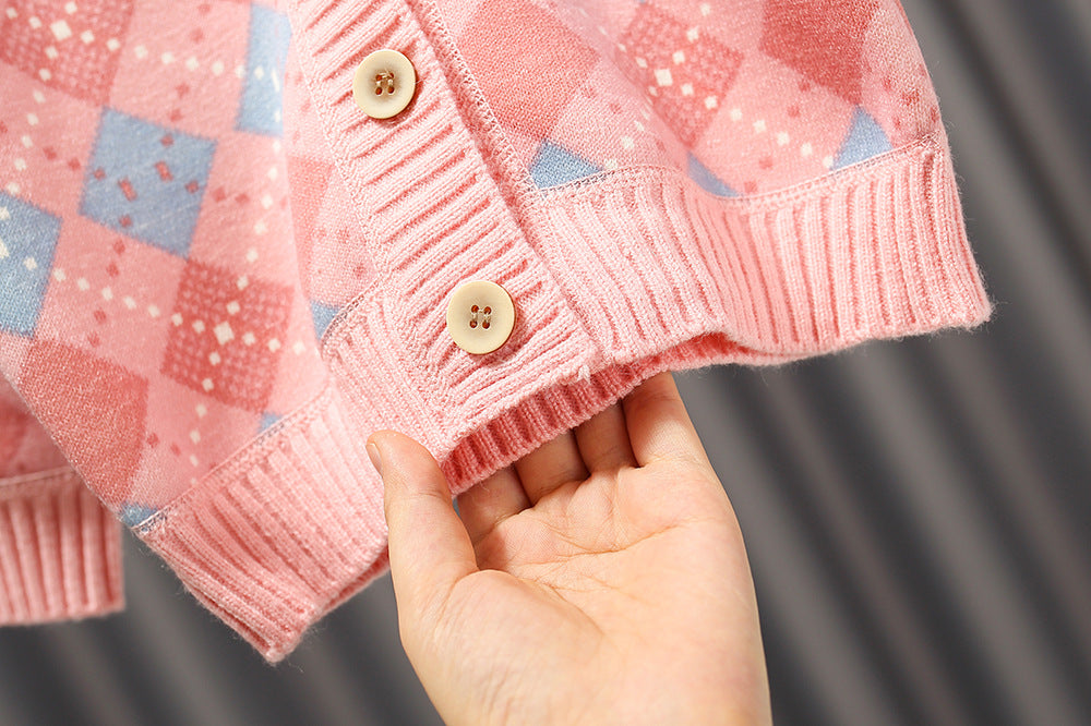 Kid Baby Girl Sweater Plush Spring Autumn Knitted Cardigans
