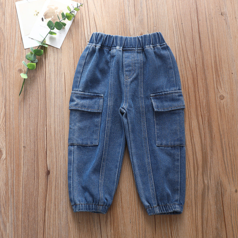 Spring Autumn Kids Baby Boys Trousers Jeans Casual Loose Denim Pants