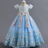 Kid Girl Princess Candy Color Pengpeng Piano Performance  Dresses