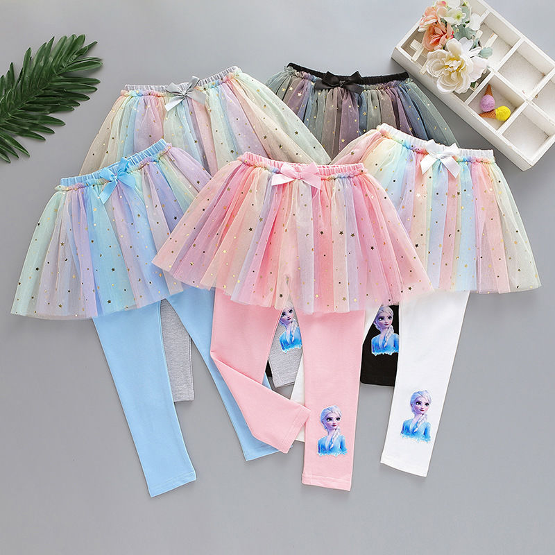 Kid Baby Girls Cotton Leggings Spring Aisha Rainbow Fake Pants