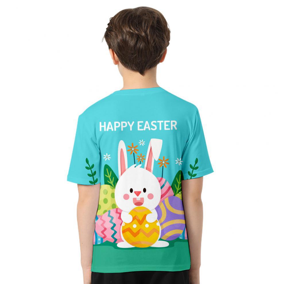 Kid Boys Girls Easter Digital Printed Short Sleeves T-shirts