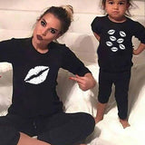 Family Matching Mother Daughter Valentine T-shirt  Alphabet Print Tops