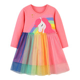 Kid Baby Girl Autumn Yarn Unicorn Long Sleeve Round Neck Dresses