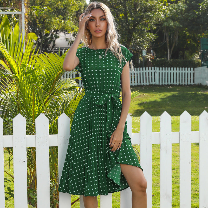 Family Matching Mother Daughter Long Wave Point Holiday Elegant Dresses
