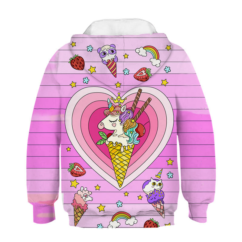 Kid Girls Boy Unicorn Hoodies Cartoon Sweatshirt Casual Pullover