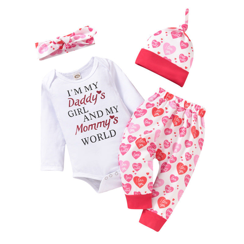 Baby Girl Set Valentine's Day Love Letter 3 Pcs Sets
