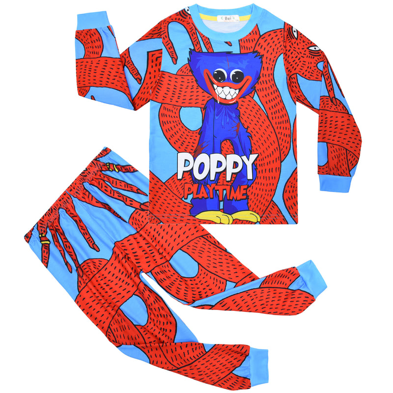 Kid Boy Poppy Play Time Long-sleeved Loungewear Pajamas