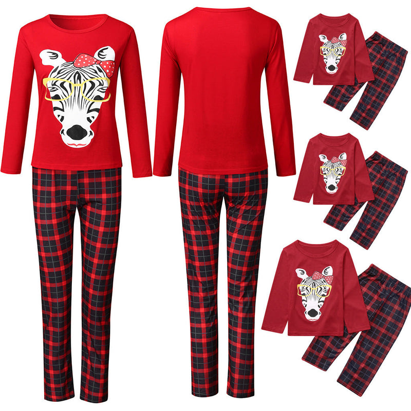 Family Home Wear Plaid Parent-child Christmas Print Pajamas