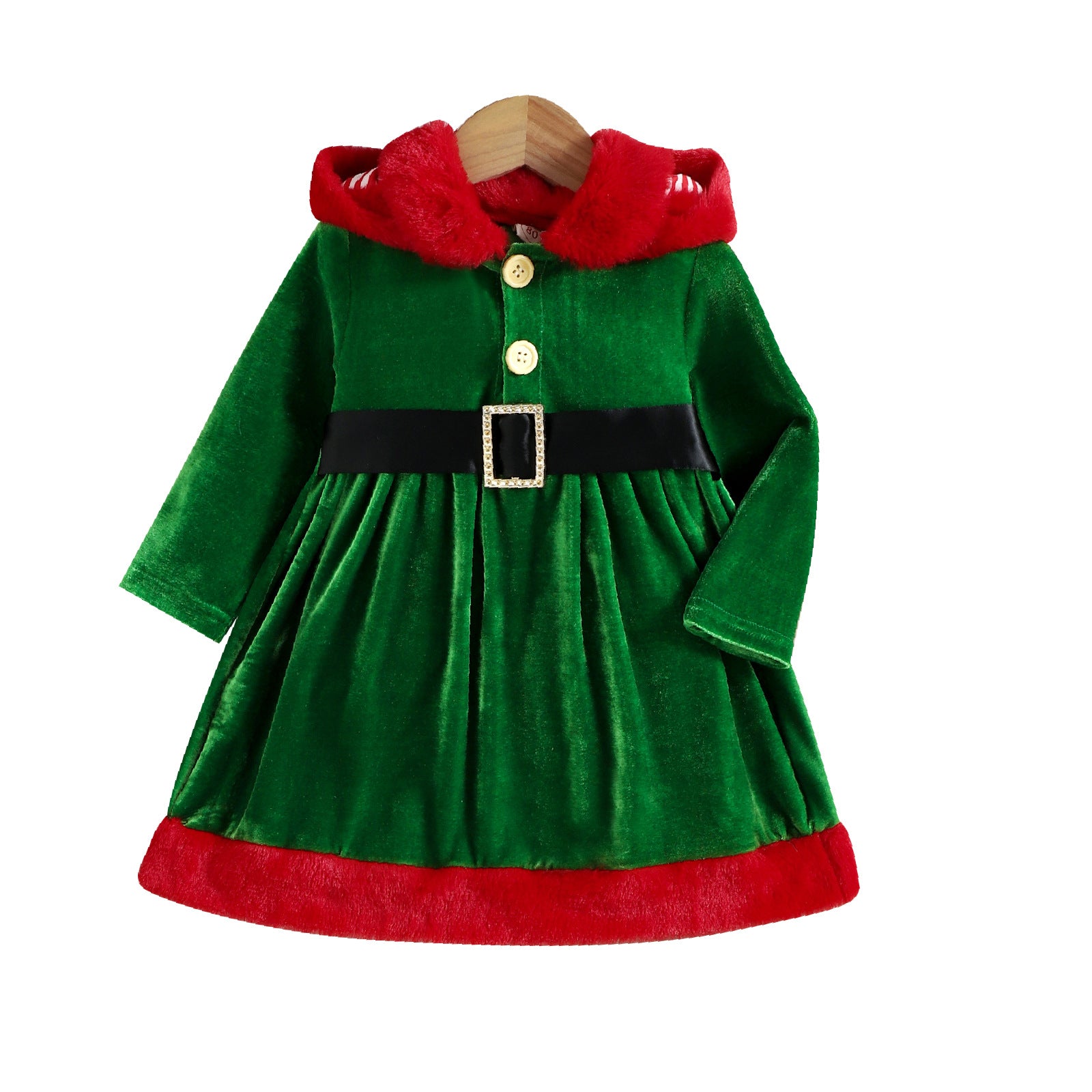Kid Baby Girl Christmas Party Warm Detachable Velvet Dress