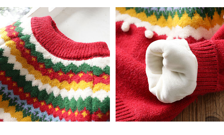 Kid Baby Girl New Year Retro Cashmere Sweater