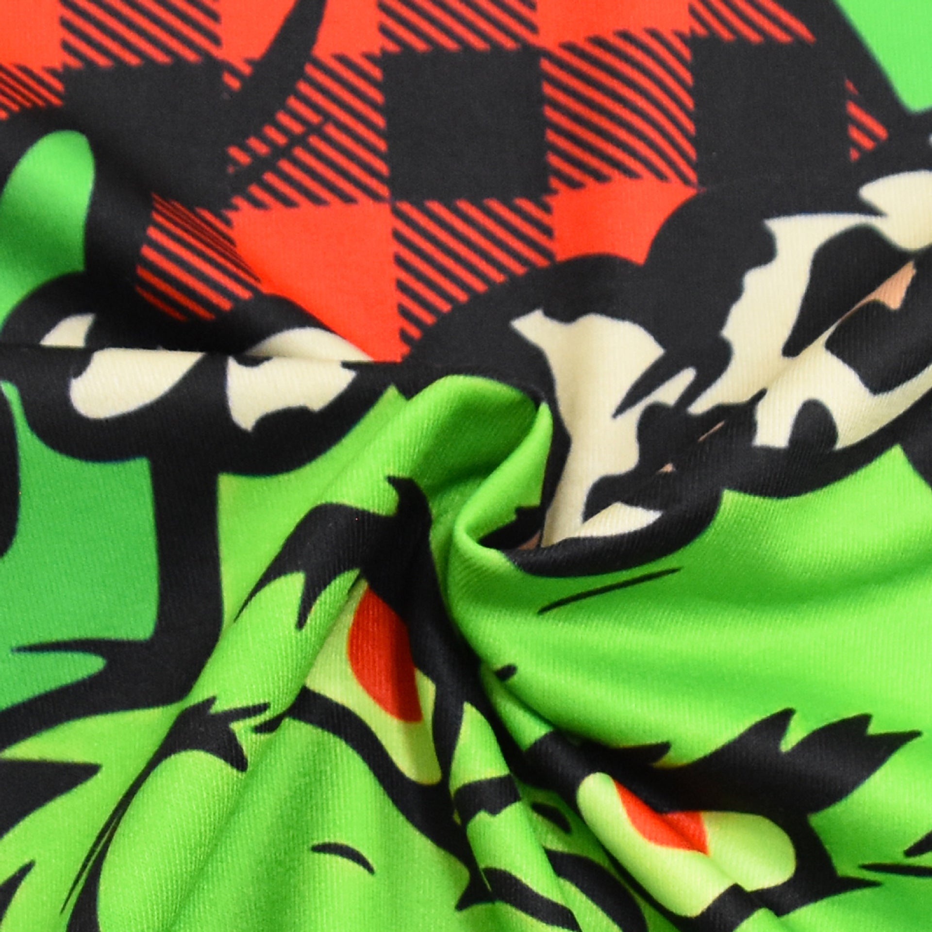 Kid Boy Christmas Green Hairy Grinch Costume Long Sleeve Loungewear Pajamas