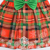 Kid Girl Bow Red Plaid Christmas Party Dresses