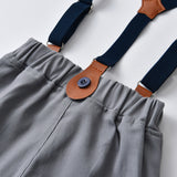 Baby Boy Suit Long Sleeve Halter Overalls 4 Pcs Sets