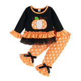 Kid Baby Girl Halloween Autumn Pumpkin Patch Poppy 2 Pcs Sets