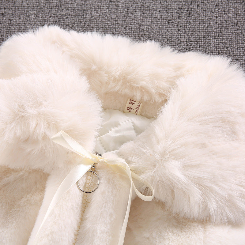 Kid Baby Girls Autumn Winter Woolen Imitation Fur Wool Thickened Jacket Coats