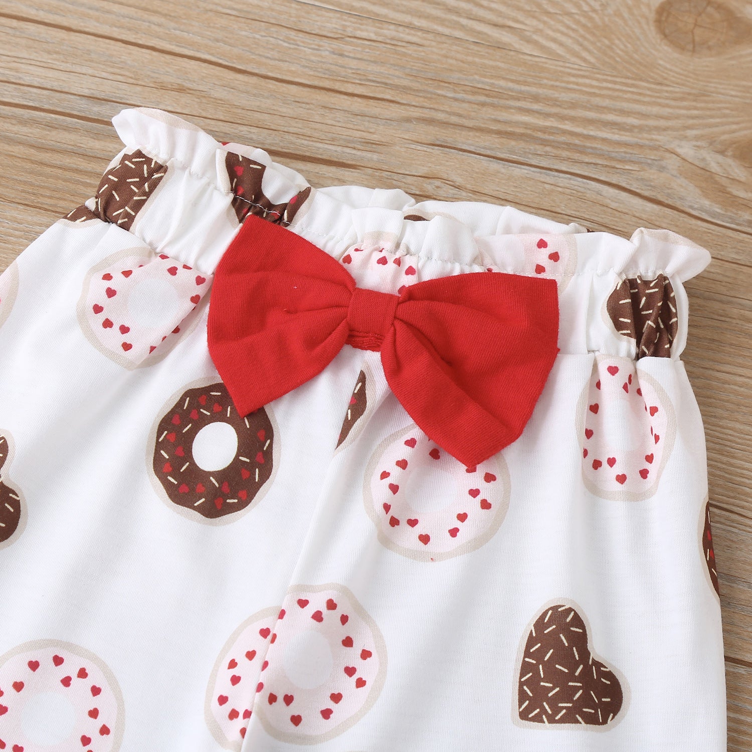 Baby Girl Suit Valentine's Day Printed Red Cotton 2 Pcs Sets