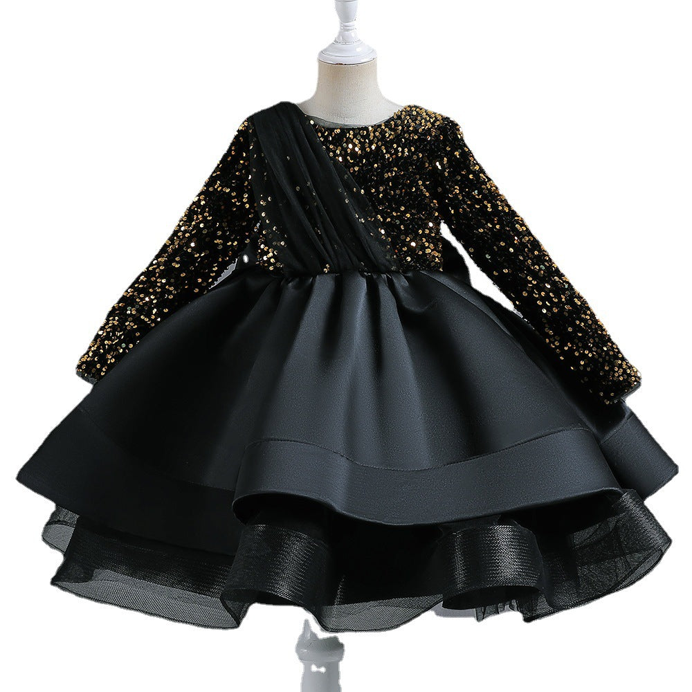 Kid Girl Net Yarn Bow Pommel Performance Princess Dresses