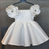 Kid Baby Girl Shoulder Flower Golden Jacquard Princess Dress