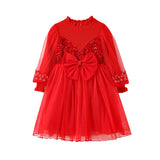 Kid Girl Princess Western Red Spring Dresses