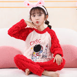 Kid Boy Girl Autumn Winter Jacquard Velvet Cute Cartoon Pajamas