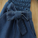 Kids Girls Jumpsuit Spring Autumn Solid Denim Romper