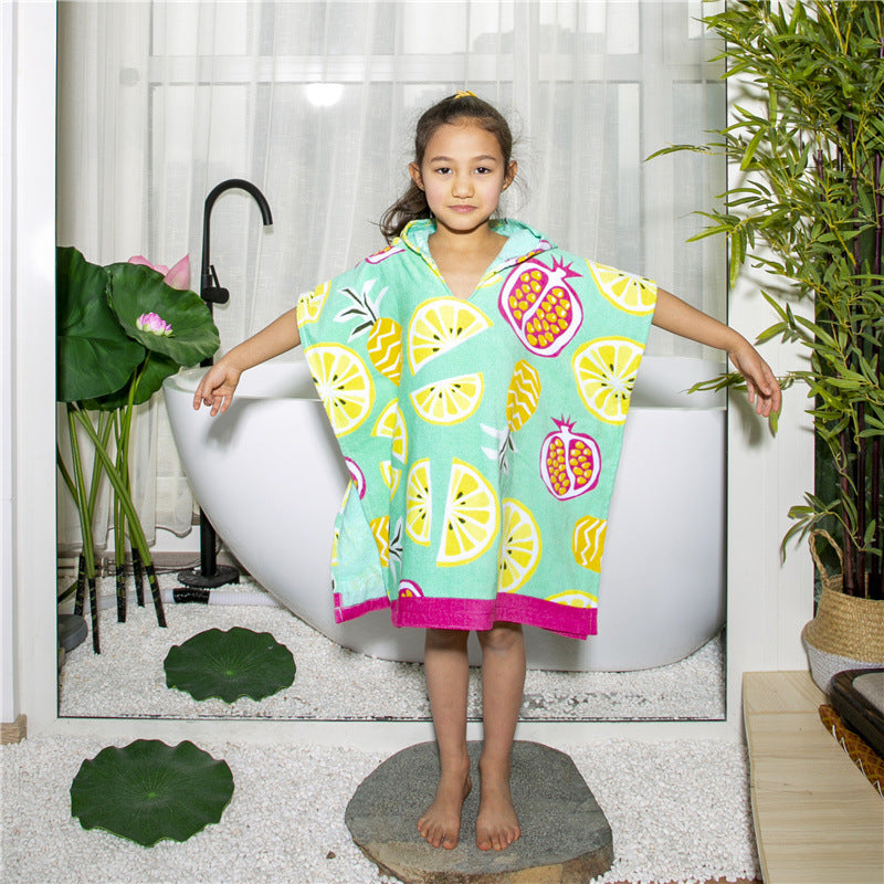 Infant Baby Bathrobe Cartoon Towel Robe Hooded Cloak Pajamas