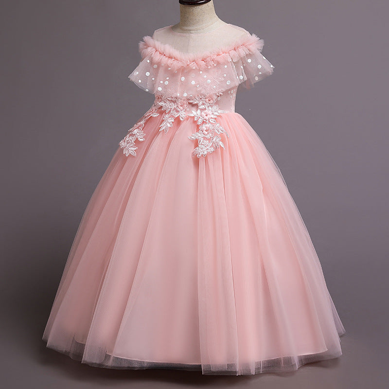 Kid Girl Princess Fashionable Pompous Gauze Flower Wedding Piano Dresses