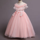 Kid Girl Princess Fashionable Pompous Gauze Flower Wedding Piano Dresses