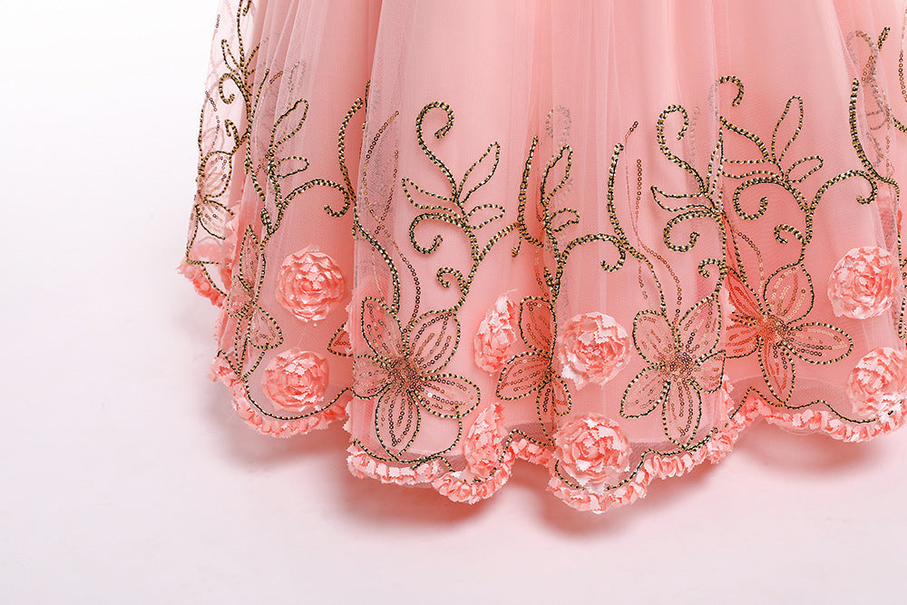 Kid Girl Princess Floor Length Party Sequin Party Ball Gown Dresses