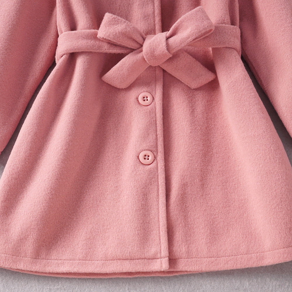 Kids Baby Girls Autumn Winter Thick Solid Fur Hooded Coats