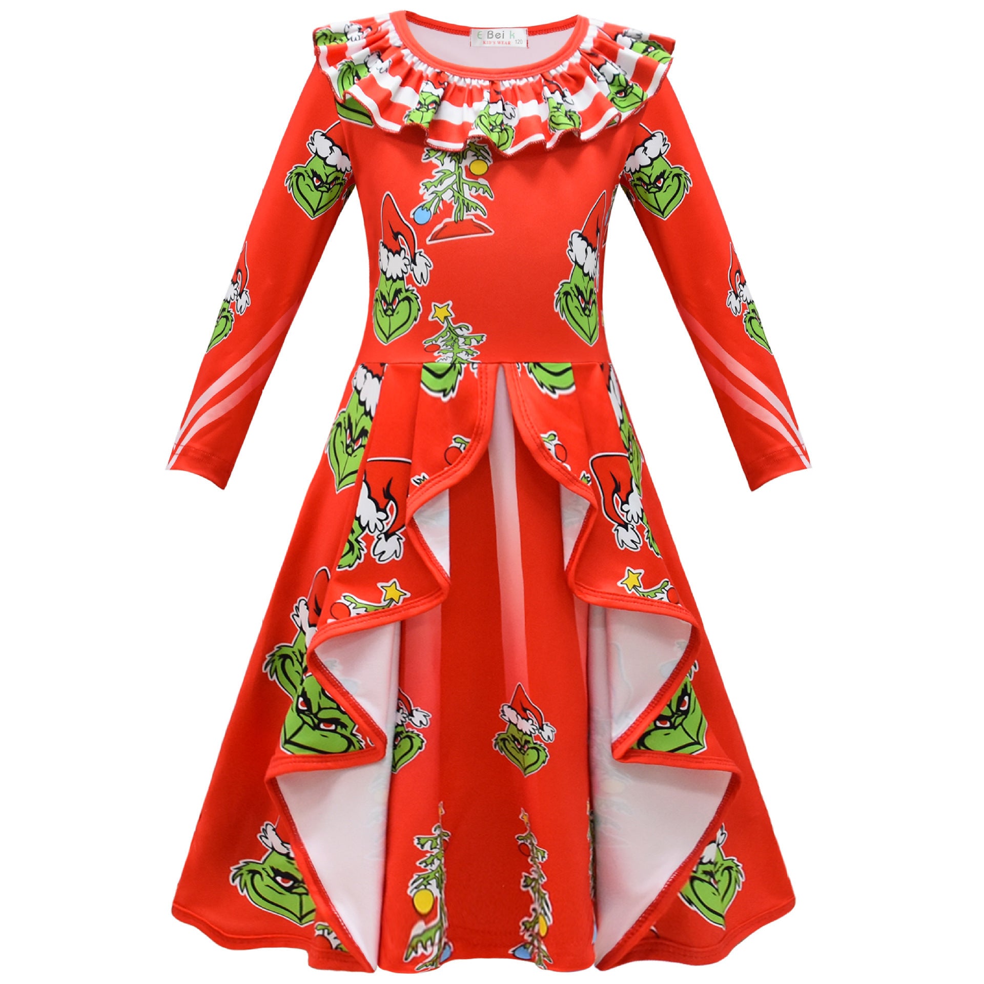 Kid Girl Long-sleeved Christmas Sulley Grinch Dresses