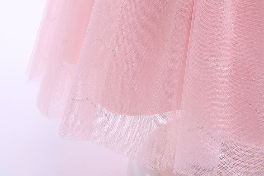 Kid Girls Awning Mesh Embroidery Princess Flower Dress