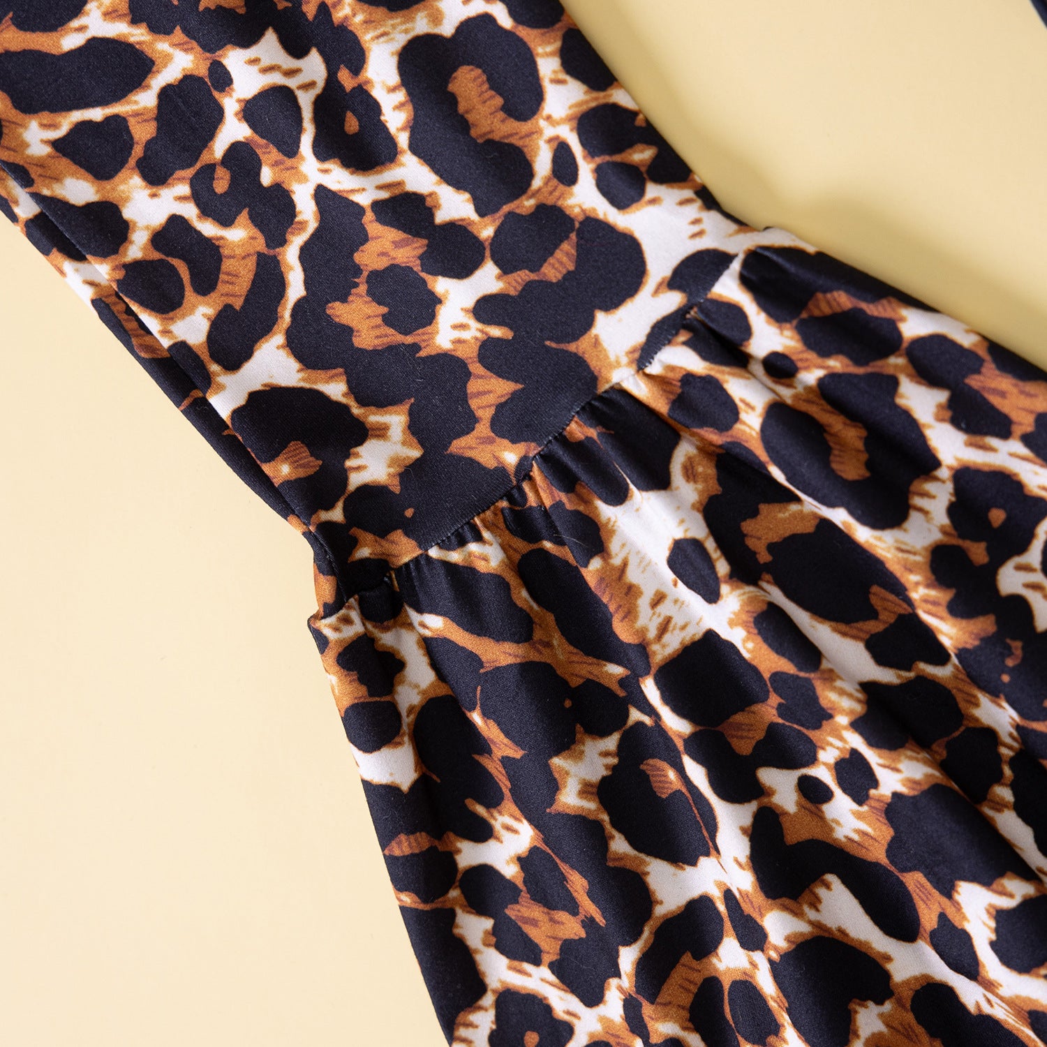 Kids Baby Girls Dot Long Lantern Sleeve Pleated Leopard Set 2 Pcs